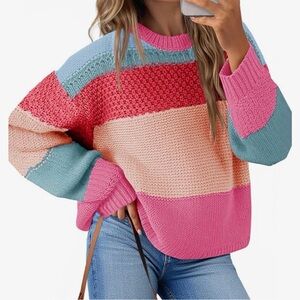 Vibrant Multicolor Women's Crew Neck Sweater